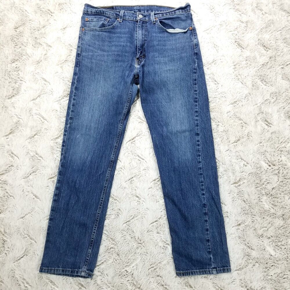 Levis Jeans Mens 36×32 Blue 505 Original Straight Dark Wash American Denim